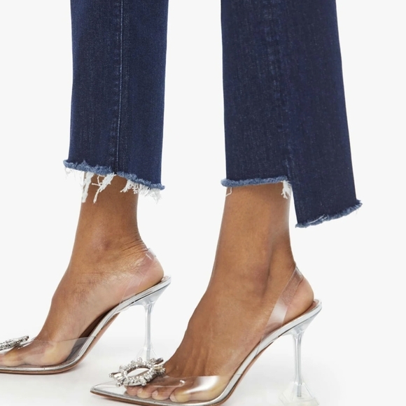 Mother The Insider Crop Step Fray High-Rise Baby Boot Blue Jeans - Size 26 - Picture 4 of 16